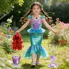 Vestido Nuevo de Princesa Sirena para Halloween para Niñas Grandes, Vestido con Alas de Cumpleaños, Vestido de Baile de Presentación