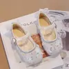 Zapatos de Princesa para Niñas 2026 Primavera Nuevos Zapatos de Cristal con Pedrería para Niñas, Zapatos Individuales de Princesa Elsa con Suela Suave Zapatos de Piel