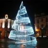 Gran decoración navideña en 3D con forma de ciervo, linda cadena de luces LED con forma de estrella de cinco puntas, decoración de calle, luz de modelado