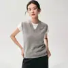 Chaleco de Cachemir con Cuello en V sin Mangas Tejido para Mujer 2026 Otoño e Invierno Chaleco de Cachemir Holgado para Superponer