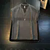 Chaleco de punto con cuello en V y estampado de espiga estilo americano para hombre, camiseta sin mangas holgada de moda para verano, camiseta sin mangas de estilo casual para hombre