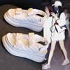 Sandálias Estilo Chanel 6501 para Mulheres Verão 2026 Novo Modelo com Velcro Salto Grosso Moda Esportiva Casual Calçados de Praia Tamanho 33 Bico Aberto
