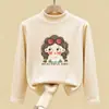 Roupa de baixo infantil com forro de fleece para outono e inverno 2026, novo estilo, blusa infantil de gola alta curta, camiseta de manga comprida para usar em camadas no outono e inverno