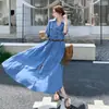 "26 Chegada Nova de Verão" Vestido de Linho Tencel Três Cores com Barra Larga