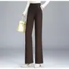 Pantalones acampanados negros de cintura elástica para mujer, nuevo estilo otoño 2026, de cintura alta, adelgazantes, elegantes, versátiles para ir al trabajo