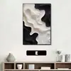 Pintura Decorativa Moderna Minimalista para Sala de Estar, Arte de Pared Oceánico Texturizado en Blanco y Negro, Arte Personalizado para Hotel, Mural para Vestíbulo