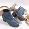 Botines de Tacón Grueso para Mujer para Exportación, Nuevo Modelo Otoño/Invierno 2026, Cierre Lateral, Punta Redonda, Botines Cortos Transpirables de Tacón Grueso