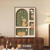 Pintura Decorativa Antigua de Gato para Sala de Estar Retro Dibujo Animado Animal Pintura de Piso Fondo de Sofá Pintura Colgante Murales de Entrada