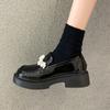 Sapatos de Couro Pérola Retro com Solado Grosso Estilo Francês para Mulheres 2026 Nova Primavera Mocassins Estilo Britânico Sapatos Casuais Versáteis