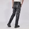 Pantalones de Cuero de Felpa de Terciopelo para Otoño e Invierno para Personas de Mediana Edad y Mayores, Puestos Callejeros de Motocicletas, Resistentes a Manchas, Impermeables al Aceite, Cortavientos, a Prueba de Humedad y Pantalones Largos de Cuero para Negocios