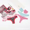 Roupa íntima de seda gelada Tanga de renda feminina calcinha estampada plus size comércio exterior europeu e americano fábrica atacadista vendas diretas
