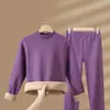 Roupa Térmica de Lã de Camelo para Homens, Espessada com Lã Térmica Adicionada, Retém o Calor e à Prova de Frio, Adequada para Meia-Idade e Idosos, Conjunto de Outono para Homens e Mulheres