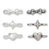 Plata pura s925 cuentas espaciadoras de corazón con lazo y estrella de doble oreja accesorios de enlace de doble cara pulsera collar DIY accesorios de plata