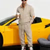 Conjunto de Sudadera Henry de Cuello Alto Texturizada Pesada Holgada de Otoño e Invierno Europeo y Americano para Hombre con Pantalones Casuales