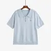 Blusas Casuais Femininas Plus Size Camisas Polo Femininas Estilo Outono 2026 Gorducha Versátil Solta de Manga Curta Malha 23738