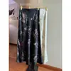 Nueva Falda Acetato Estilo Chino Estampado Retro para Mujer, Verano 2026, Cintura Alta Versátil Larga Bodycon Cola de Pez