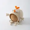 Gorro para bebé para primavera y otoño, estilo fino, diseño lindo de pollito, protege la fontanela, adecuado para niños y niñas, para bebés pequeños, gorro protector de orejas, tela de algodón, a prueba de viento