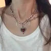 Colar Gargantilha de Couro Rachado Millennial Spice Girl Marrom Marrom Subcultura Punk Metal Anel Clavícula Corrente Colar Corrente