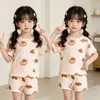 Conjunto de Pijama para Niña 2026 Nuevo Estilo de Verano para Bebés, Sencillo con Forma de Corazón, Conjunto Dulce de Manga Corta para Casa