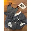 Pijama Camisola Color Block Listrado com Bojo para Mulheres, Novo Conjunto Casual de Shorts para Verão 2026, Adequado para Usar Fora