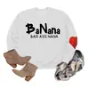 Banana bad ass nana Amazon eBay sitio independiente de moda versátil sudadera de mujer con mangas de corazón