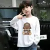 Camiseta de algodón puro de manga larga para niños de primavera y otoño, top holgado elegante para niños, camiseta básica versátil para niños mayores en primavera y otoño