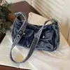 Moda Nueva 2026 Bolso Cruzado de Hombro para Axila de Mezclilla Vintage con Múltiples Bolsillos Diseño de Nicho Bolso de Mano para Viajes