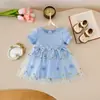 Vestidos para Niñas 2025 Verano Nuevo Estilo Bebé Niña Elegante Vestido de Princesa de Manga Corta Niña Super Hada Falda de Gasa Esponjosa