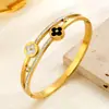 Pulsera de Acero de Titanio de Trébol de Cuatro Hojas para Mujer, Pulsera de Acero Inoxidable de Moda de Gama Alta, Elegante Pulsera Fresca Estilo Coreano Venta al por Mayor