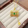 Pingente de Bolsa de Cabaça de Jade Pingente de Bolsa de Diamante Método Antigo Colar para Clavícula Feminina para Esposa