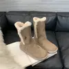 Botas de Neve Marrons com Fivela de Chifre, Botas Curtas, Botas de Pelo Retrô Maillard, Botas Femininas de Solado Grosso, Botas de Algodão Quente para Primavera e Verão