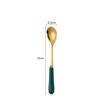 Cuchillo, Tenedor, Cuchara, Palillos, Tenedor de Postre de Acero Inoxidable para Comida Occidental, Lujo Accesible Mango de Cerámica Esmeralda, Tenedor de Fruta, Cuchillo para Filete