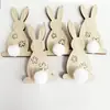Conejo de Orejas Largas Piezas de Madera Manualidades de Madera de Pascua Conejito Florista Venta al por Mayor Adornos de Decoración para Escritorio del Hogar
