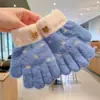 Guantes de Dedos Lindos para Niños Niñas Invierno Prueba de Frío Cálido Juego de Cinco Dedos Conjunto Completo de Dedos Tejido para Bebé Niños de Invierno