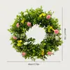 Estilo Pastoral Verde Novo de Primavera Transfronteiriço Círculo Flores Artificiais e Gramíneas Arranjo de Cena Externa Guirlanda Decorativa
