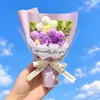 Buquê de flor pompom de fio de tricô, girassol artificial, pequeno buquê de girassol, flores artificiais, conjunto de presente, atacado, transfronteiriço
