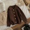 Benshu Shu Otoño e Invierno Nuevo Suéter Cárdigan Sencillo para Niños y Niñas Diseño de Cuello Cuadrado Pequeño Color Sólido Estilo Occidental Abrigo Suéter