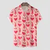 Novas camisas de manga curta transfronteiriças para homens e mulheres, estilo casal, camisas estampadas em 3D europeias e americanas, camisas de Dia dos Namorados