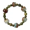 Pulseira de Bodhi com Cabeça de Gato Fofa Natural para Estudantes Brincarem com as Pontas dos Dedos e Enrolarem nos Dedos, Pulseira de Sândalo Verde Macia para Mulheres Brincarem