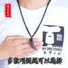 Colgante de Diente de Lobo de Obsidiana Natural para Hombres, Colgante Audaz de Moda, Collar de Amuleto de la Suerte Regalo al por Mayor