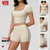 Nuevo Conjunto de Yoga Ajustado de Verano Europeo y Americano, Ropa Deportiva Fitness de Alta Gama Elástica de Cintura Alta de Secado Rápido para Mujer 2036