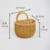 Cesta de Armazenamento Tecida de Rattan Sintético Prateleira de Armazenamento Decoração de Cozinha Banheiro Cesta de Parede para Flores Armazenamento Cesta de Lavar Cesta de Parede para Gengibre e Alho