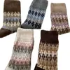 Meias de Lã Grossas Quentes de Xadrez Colorido para Inverno para Mulheres, Estilo Fair Isle Nórdico, Meias Vintage Folgadas