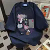 Camiseta de Manga Curta com Estampa de Letras Verão 2026 Ins Tendência Nacional Casual Solta Versátil Top para Casal e Uso Diário