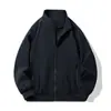 Jaqueta casual clássica popular moderna para homens, jaqueta de cor sólida com gola alta para negócios casuais, casaco masculino plus size