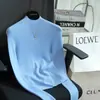 Yangzi Hilo 100% Lana Merino Sin Costuras Ajustado Cuello Alto Mangas Largas Tejido Suéter Básico para Mujer Otoño G111210