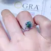 Anillo de moissanita verde de 1 quilate de venta caliente en Little Red Book, anillo de diamante al por mayor, color D VS, se puede enviar con bolígrafo de prueba de diamante a cuenta