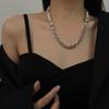 Moda feminina mais vendida elegante titânio aço costura quadrado Cristal Pérola colar joia atacado diy como presente