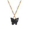Collar con Colgante de Mariposa Creativo Europeo y Americano Transfronterizo Cadena para Clavícula Perla Simple Retro Acrílico Colgante Acrílico