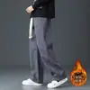 Nuevos Pantalones de Pana de Invierno para Hombre, Pantalones Casuales de Moda Sueltos, Pantalones de Chándal Gruesos Forrados de Polar Cálidos, Pantalones de Pierna Recta con Buena Caída